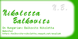 nikoletta balkovits business card